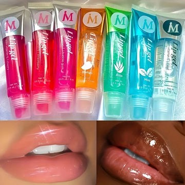 Moisturizing Clear Lip Gloss 6 Pieces / Set - VE, Rosehip, Argan, Peppermint, Aloe, Coconut Flavor, Translucent Plumping Lip Oils Gift Set | GlowPeak