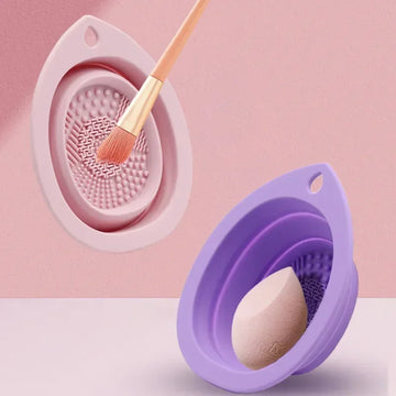 Silicone Makeup Brush Cleaner Folding Powder Puff Cleaning Bowl Eyeshadow Brushes Washing Soft Mat Beauty Tools Scrubber Box| GlowPeak