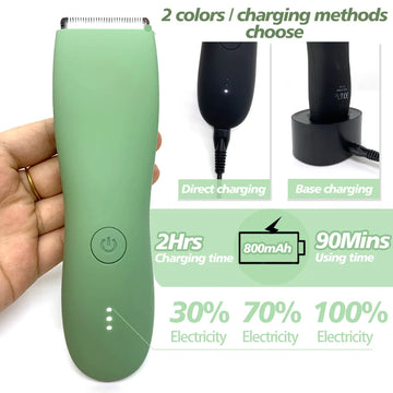 Body Hair Trimmer Shaver for Men – Ball Trimmer for Groin & Pubic Area, Replaceable Ceramic Blade, Waterproof Electric Razor | GlowPeak