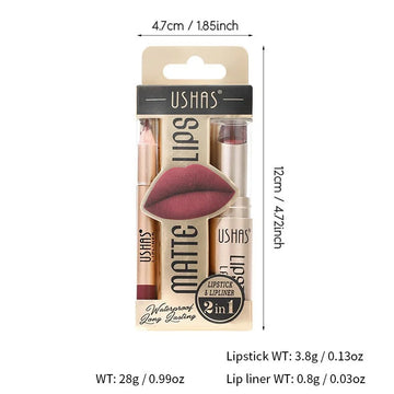 USHAS 12 Color Lip Liner + Lipstick Set – Long Lasting Matte Lipstick in Nude & Red Shades | GlowPeak