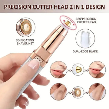 Rechargeable 2-in-1 Eyebrow Trimmer & Facial Hair Remover for Women – Painless Shaver with LED Light | GlowPeak