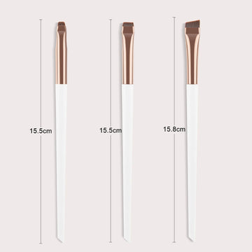 Edge Eyeliner Brush Set (3 Pieces) – Oblique Head Eyebrow Brush, Ultra-Thin Eyeliner & Eyeshadow Brush | GlowPeak