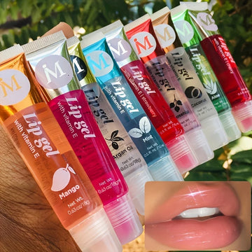 Moisturizing Clear Lip Gloss 6 Pieces / Set - VE, Rosehip, Argan, Peppermint, Aloe, Coconut Flavor, Translucent Plumping Lip Oils Gift Set | GlowPeak