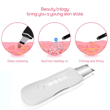 Ultrasonic Skin Scrubber Scrubber Deep Vibrate Facial Cleaner Shovel Face Scrubber Peeling Black Head Remover Facial Massager| GlowPeak