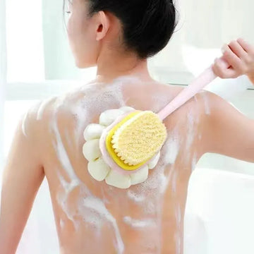 Loofah Back Scrubber – Long Handle Shower Body Brush with Soft Mesh Sponge for Skin Exfoliating & Massage | GlowPeak