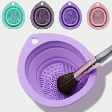 Silicone Makeup Brush Cleaner Folding Powder Puff Cleaning Bowl Eyeshadow Brushes Washing Soft Mat Beauty Tools Scrubber Box| GlowPeak