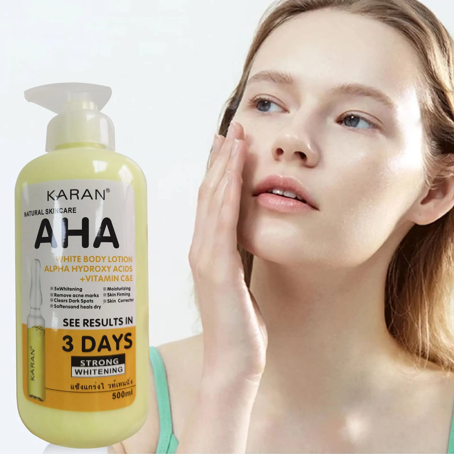 500ml Whitening Body Cream – Hydroxy Acids, Vitamin C & E Moisturizing Lotion for Lightening, Skin Care & Acne Marks Removal – GlowPeak