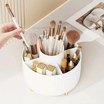 Desktop Makeup Storage Box - Rotary Dust-Proof Lipstick, Eye Shadow Pen, and Makeup Brush Organizer Cylinder | GlowPeak