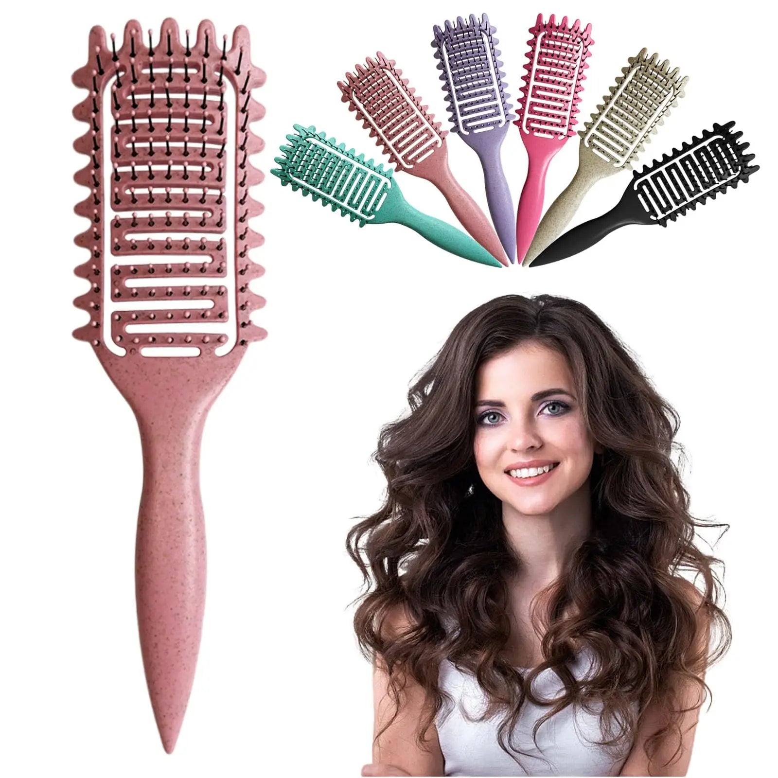 Curly Hair Brush Hollow out Curl Define Styling Brush Beard Comb Styling Detangling Brush Multi-purpose Home Styling Tools| GlowPeak