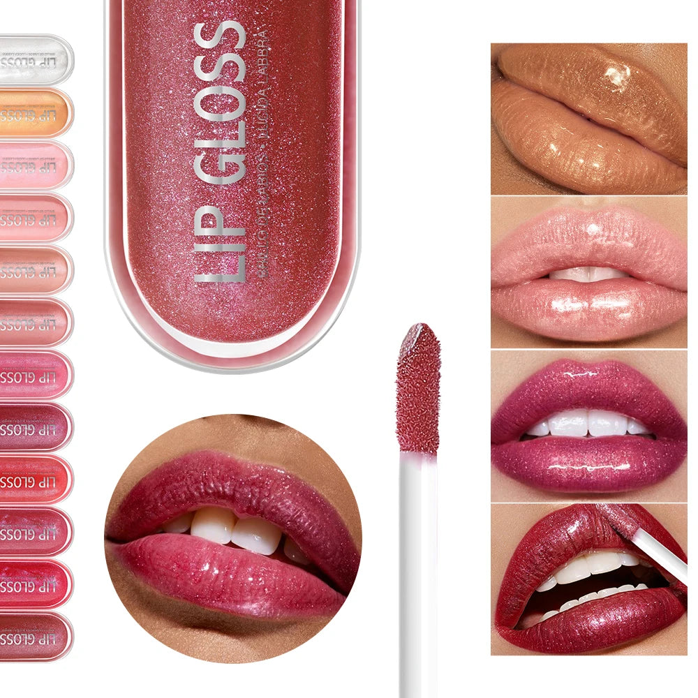 USHAS 12 Colors Glitter Lip Gloss Long Lasting Diamond Pearlescent Metallic Liquid Lipstick Moisturizing Lip Glaze Cosmetics| GlowPeak
