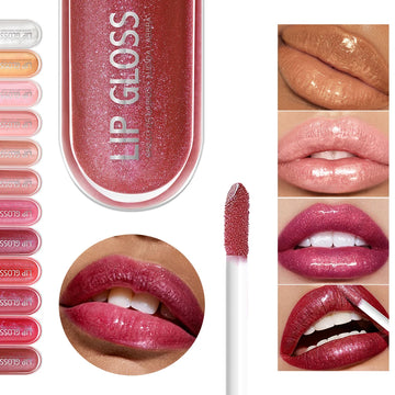 USHAS 12 Colors Glitter Lip Gloss Long Lasting Diamond Pearlescent Metallic Liquid Lipstick Moisturizing Lip Glaze Cosmetics| GlowPeak