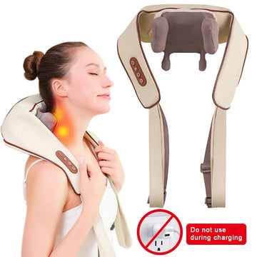 Neck & Shoulder Massager – Deep Tissue Shiatsu Back Massager with Heat for Pain Relief, Electric Kneading & Muscle Squeeze – GlowPeak