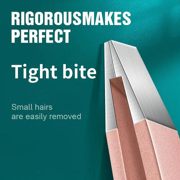 Rose Golden Stainless Steel Eyebrow Tweezers - Unscented, Small Bite, Pointed & Slant Tips for Facial Hair Removal| GlowPeak