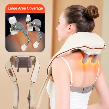 Neck & Shoulder Massager – Deep Tissue Shiatsu Back Massager with Heat for Pain Relief, Electric Kneading & Muscle Squeeze – GlowPeak