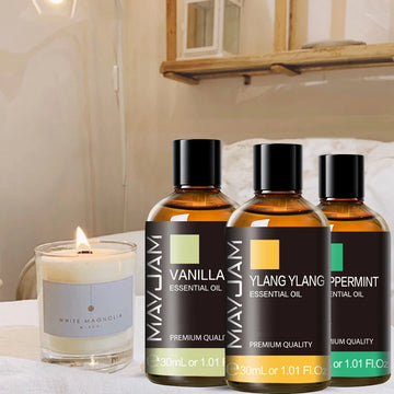 30ML Aromatherapy Essential Oils – Lavender, Vanilla, Jasmine, Eucalyptus & Peppermint for Diffuser, Candle & Soap | GlowPeak