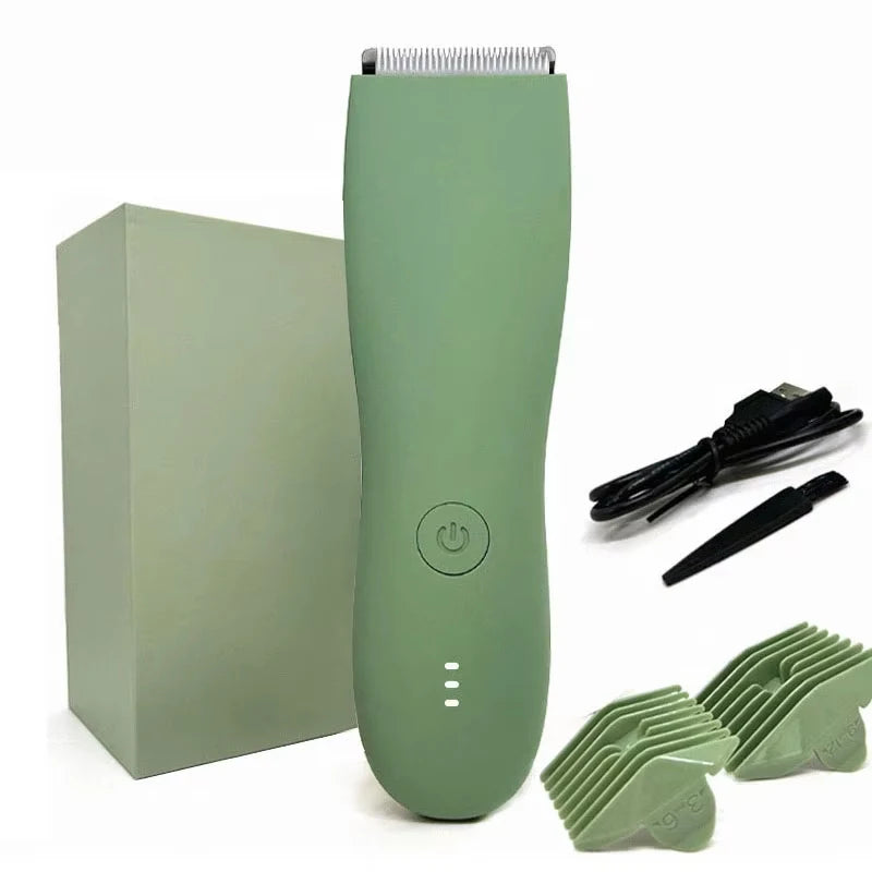 Body Hair Trimmer Shaver for Men – Ball Trimmer for Groin & Pubic Area, Replaceable Ceramic Blade, Waterproof Electric Razor | GlowPeak