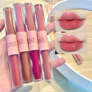 Double Ended Lip Glaze – Gloss & Matte Velvet – Long-Lasting Color, Moisturizing & Anti-Stain Lip Gloss | GlowPeak