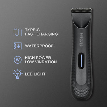 Electric Groin Hair Trimmer for Men – Waterproof Body Groomer, Pubic Hair Trimmer with Replaceable Ceramic Blade | GlowPeak