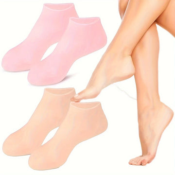 2 Pack Moisturizing Silicone Gel Socks for Dry Cracked Feet Nourishing Skin Lubricating Foot Care Massage Socks| GlowPeak