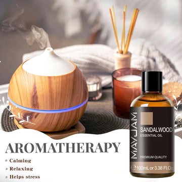 100ml Essential Oil with Dropper - Sandalwood, Lavender, Eucalyptus & Vanilla Aroma Oil for Humidifier & Candle Burner | GlowPeak