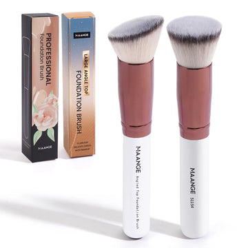 MAANGE 2PCS Foundation Makeup Brush Set Flat Angled Kabuki Powder Blush Brush For Liquid Soft Bristles Cosmetic Makeup Tools| GlowPeak