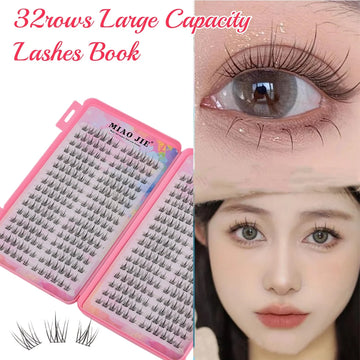 MIAOJIE 32Rows Eyelash Book High Quality Manga Lashes Cluster Lashes Manhua Eyelashes Elf Makeup Strand Eyelashes Douyin Makeup| GlowPeak