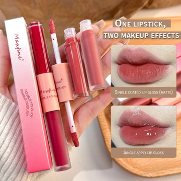 Double Ended Lip Glaze – Gloss & Matte Velvet – Long-Lasting Color, Moisturizing & Anti-Stain Lip Gloss | GlowPeak