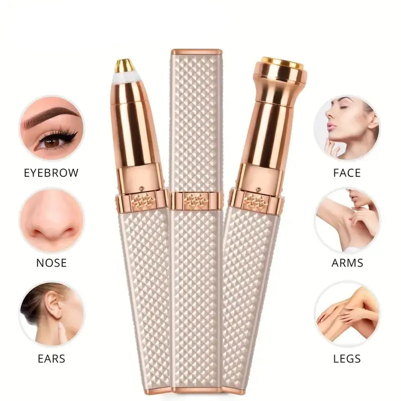 Rechargeable 2-in-1 Eyebrow Trimmer & Facial Hair Remover for Women – Painless Shaver with LED Light | GlowPeak