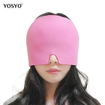 Gel Cold Ice Cap Head Wrap – Heat & Cold Treatment Face Mask for Massage & Sleep | Black & Pink | GlowPeak