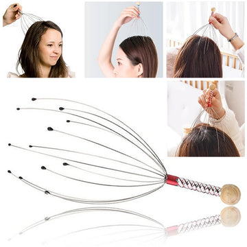 Octopus Head Massager – Stainless Steel Scalp Scratcher & Itch Reliever for Relaxation – Engraved Brain Massage Claw | GlowPeak