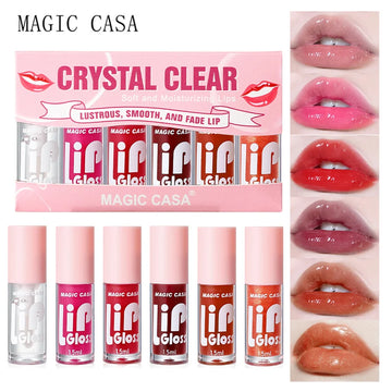 MAGIC CASA 6pcs/set Small bottle Hydrating Jelly Lip Oil long-lasting Moisturizing  smooth shimmering Lip Hydrating Liquid| GlowPeak