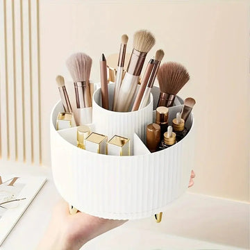 Desktop Makeup Storage Box - Rotary Dust-Proof Lipstick, Eye Shadow Pen, and Makeup Brush Organizer Cylinder | GlowPeak