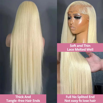 613 Honey Blonde 13x6 HD Lace Frontal Human Hair Wig – Transparent Brazilian Straight Lace Wig for Women | GlowPeak