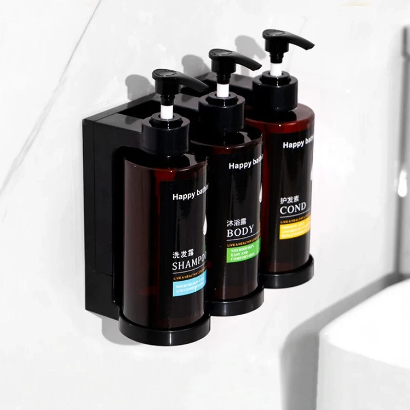 Wall-Mounted Soap & Shampoo Dispenser Set – No-Drill Manual Pump Bottles for Bathroom & Hotel Use | GlowPeak