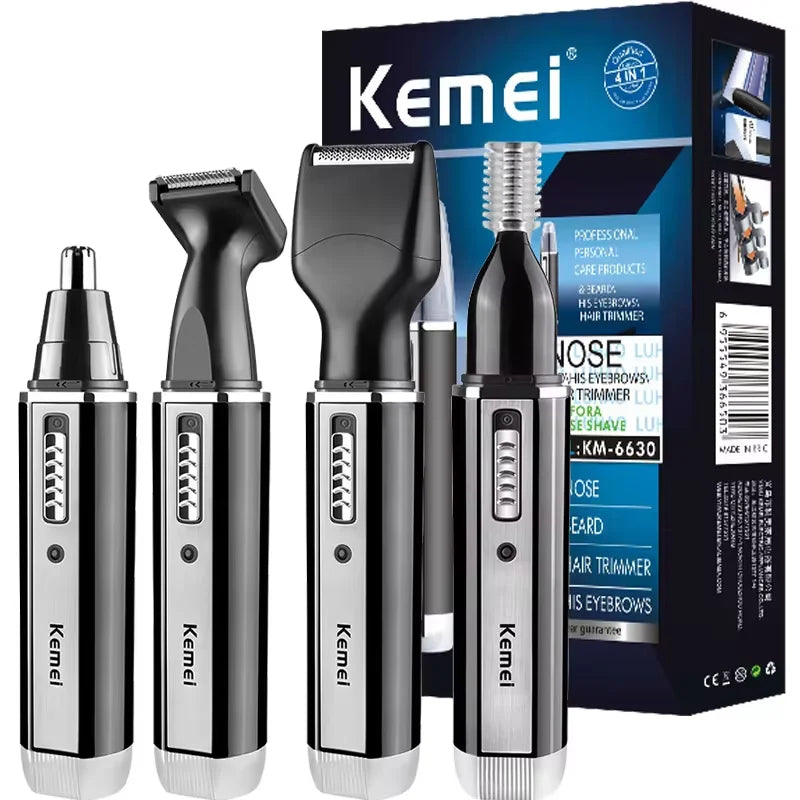 4-in-1 Rechargeable Nose & Beard Trimmer – Ear, Eyebrow, and Nose Hair Removal Machine for Men | GlowPeak