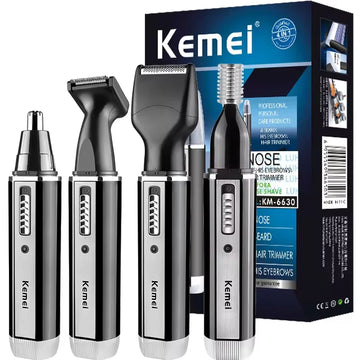 4-in-1 Rechargeable Nose & Beard Trimmer – Ear, Eyebrow, and Nose Hair Removal Machine for Men | GlowPeak