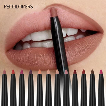 Waterproof Matte Lipliner Pencil – Long-Lasting Red Contour Tint Lipstick, Non-Stick Cup & Moisturizing Lip Makeup – 12 Colors | GlowPeak