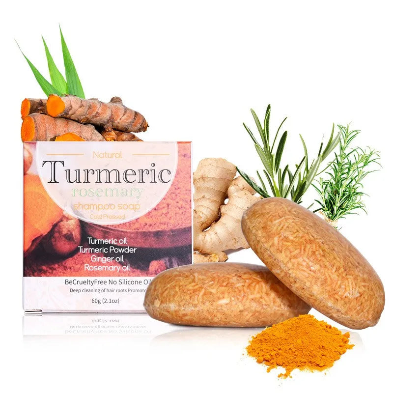 Organic Turmeric Shampoo Soap – Handmade Vegan Solid Shampoo Bar & Natural Conditioner 60Gram | GlowPeak