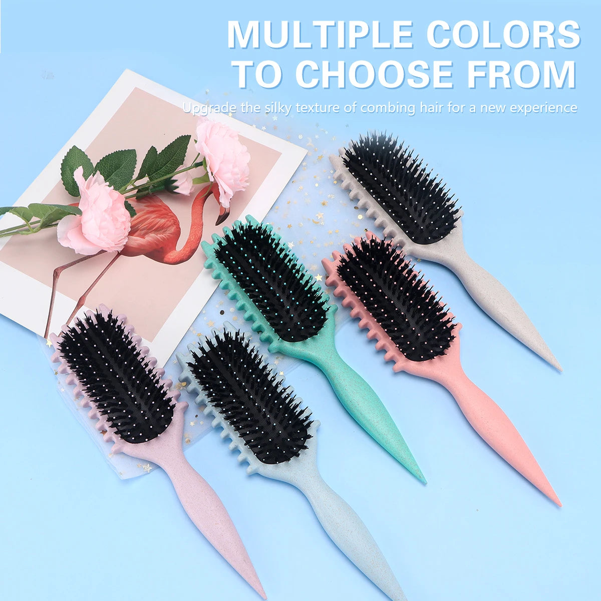 Salon Styling Curly Hair Brush – Curl Comb & Shaping Tool for Men & Women, Reduces Pulling & Tangles – GlowPeak