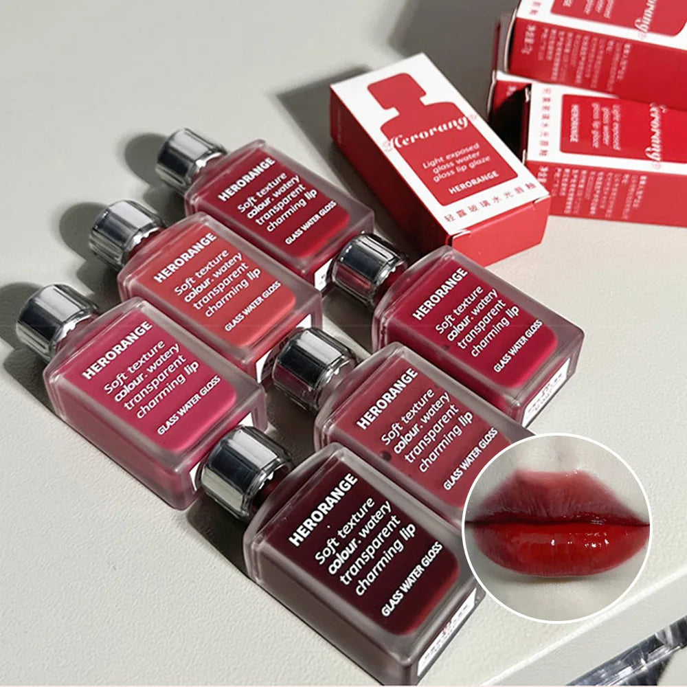 Herorange Lip Glaze – Lightly Glass Water Gloss, Moisturizing, Plump Lips, Long-Lasting, Non-Stick Makeup | GlowPeak