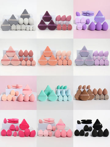 12-Piece All-Purpose Makeup Sponge Set, Made of 3 Loose Powder Puffs, 3 Mini Air Cushion Puffs, 3 Beauty Eggs and 3 Mini Beauty| GlowPeak