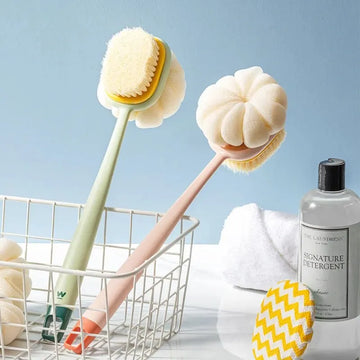 Loofah Back Scrubber – Long Handle Shower Body Brush with Soft Mesh Sponge for Skin Exfoliating & Massage | GlowPeak