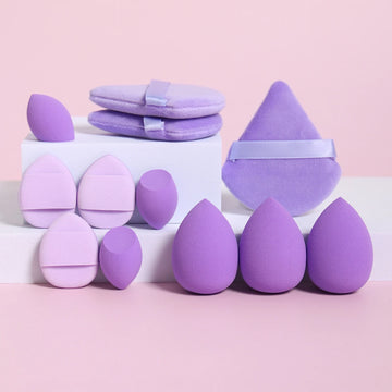 12-Piece All-Purpose Makeup Sponge Set, Made of 3 Loose Powder Puffs, 3 Mini Air Cushion Puffs, 3 Beauty Eggs and 3 Mini Beauty| GlowPeak