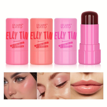 4 Colors Jelly Blush Stick Lip Balm Eyeshadow 3-in-1 Multi-Use Matte Blush Moisturize Brighten Lip Gloss| GlowPeak