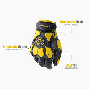 Heavy Duty Work Gloves for Men – Cut 6 Safety, Impact Protection & Touch Screen Mechanics Gloves for Construction, Work & Outdoor Use – GlowPeak